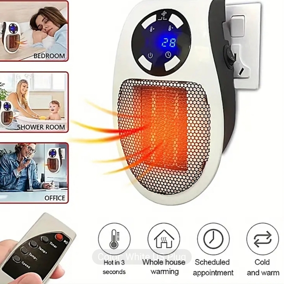 Wall Plug Mount Portable Electric Heater with Remote control - Picture 4 of 5